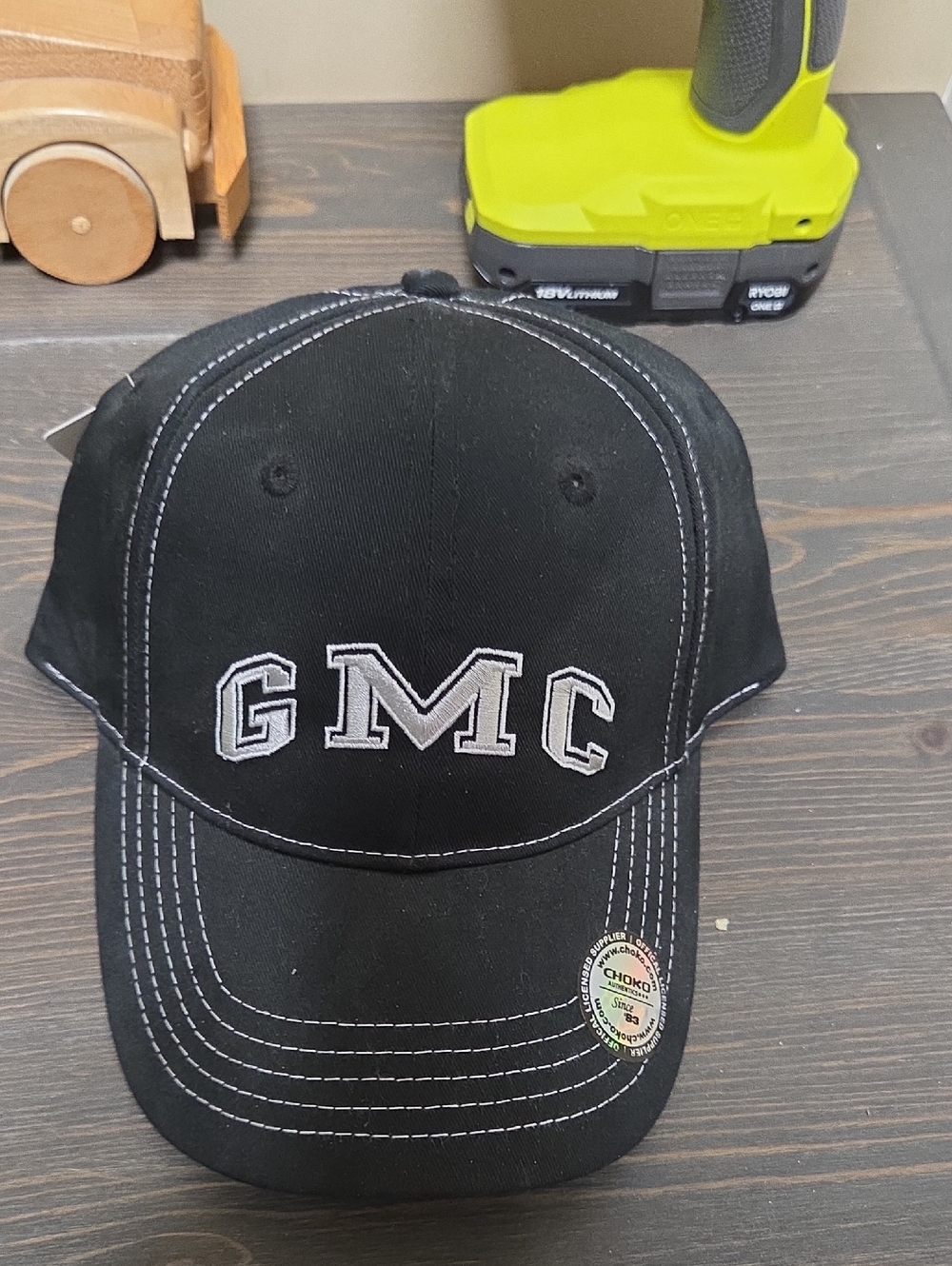 GMC Black Baseball Cap with White Stitching